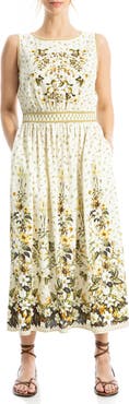 MAX STUDIO Floral Sleeveless Boat Neck Maxi Dress