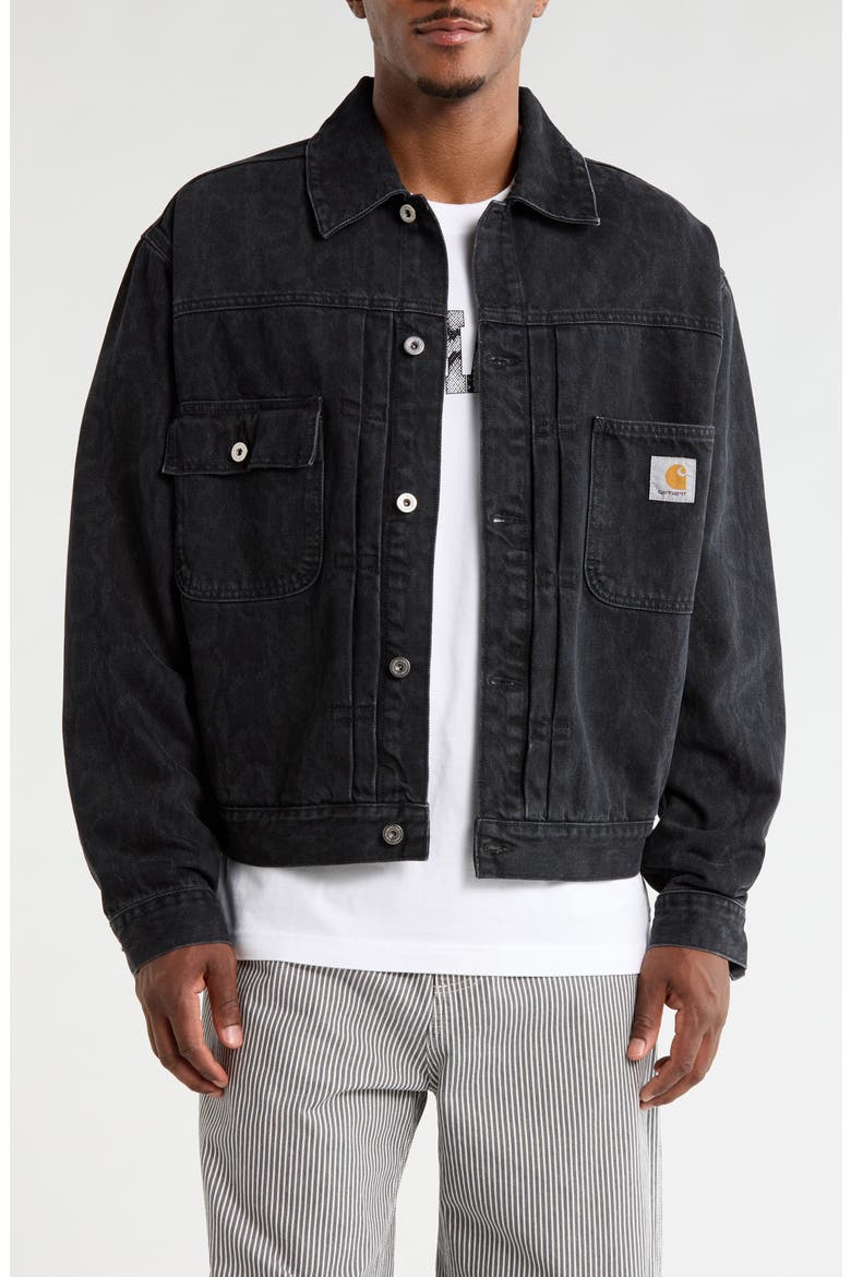 Belmar Snakeskin Print Denim Jacket, Main, color, SNAKE BLK ST