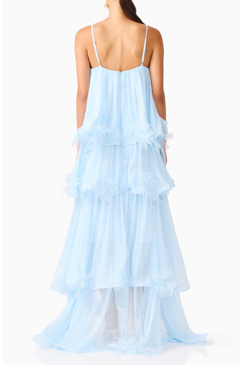 Zadie Tiered Appliqué Chiffon Gown, Alternate, color, BLUE