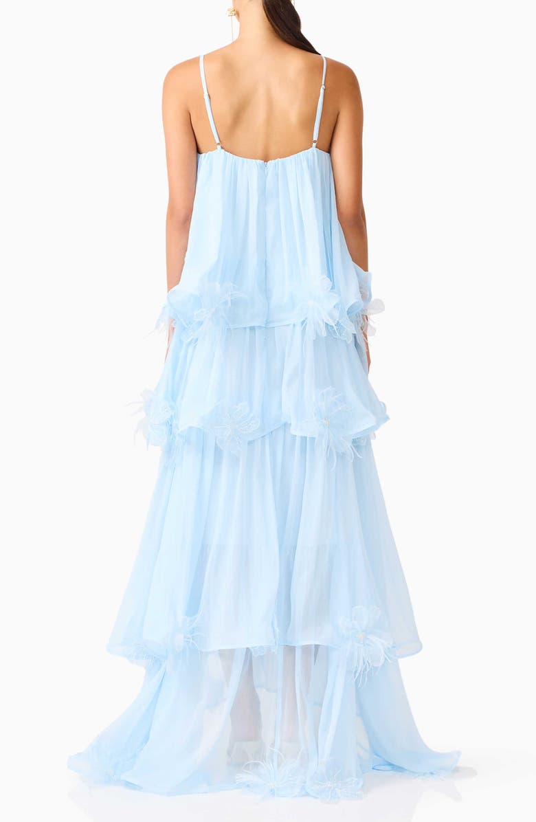 Elliatt Zadie Tiered Appliqué Chiffon Gown, Alternate, color, Blue