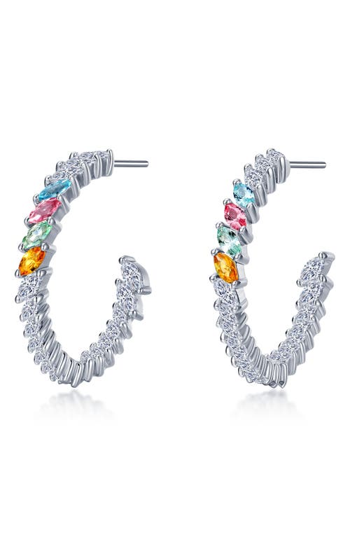 Lafonn Simulated Diamond & Created Sapphire Inside Out Hoop Earrings in Silver Multi 