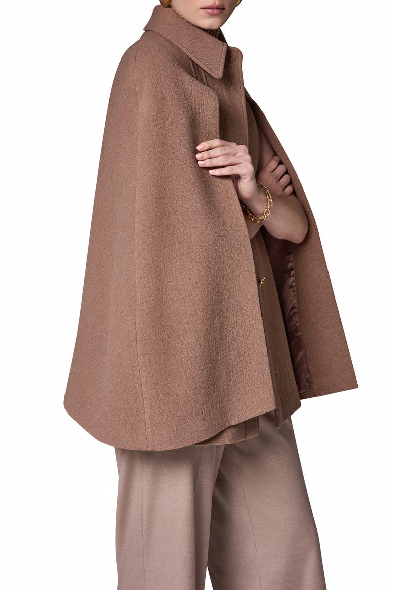 Button Front Wool Blend Cape Coat, Alternate, color, CAMEL
