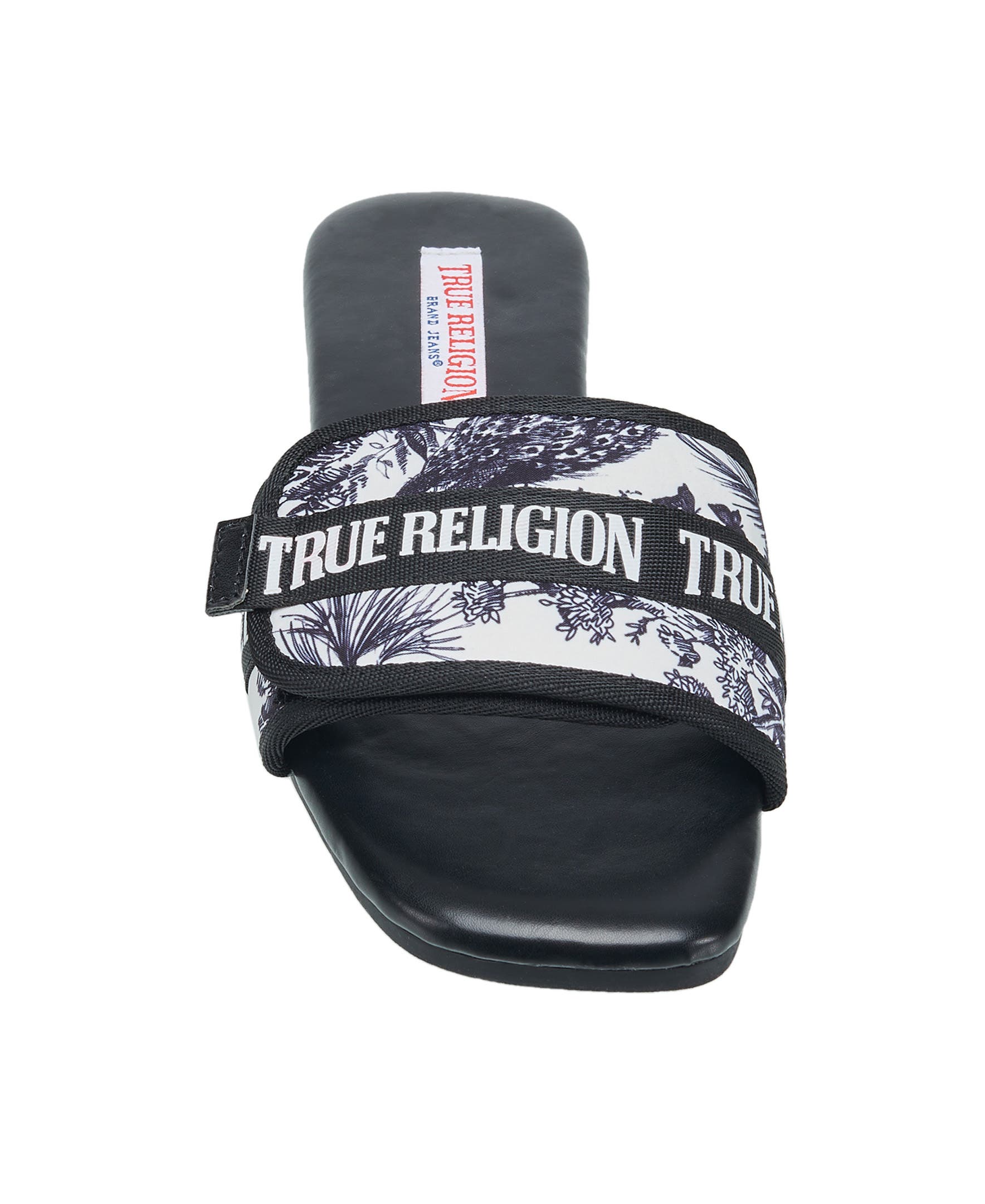 True Religion Women Missy Logo Adjustable Sandal, Alternate, color, Black