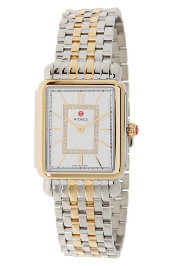 Michele Deco Ii Diamond Two-tone Bracelet Watch, 20mm X 43mm