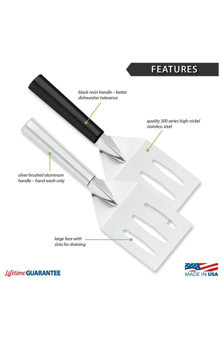 Rada Cutlery Turnover Large Faced Slotted Turner Spatula, Alternate, color, Black