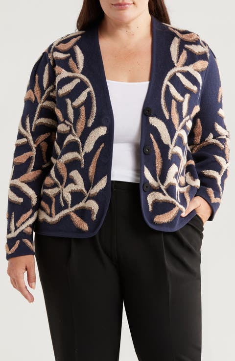Midnight Fern Tufted Cardigan (Plus)