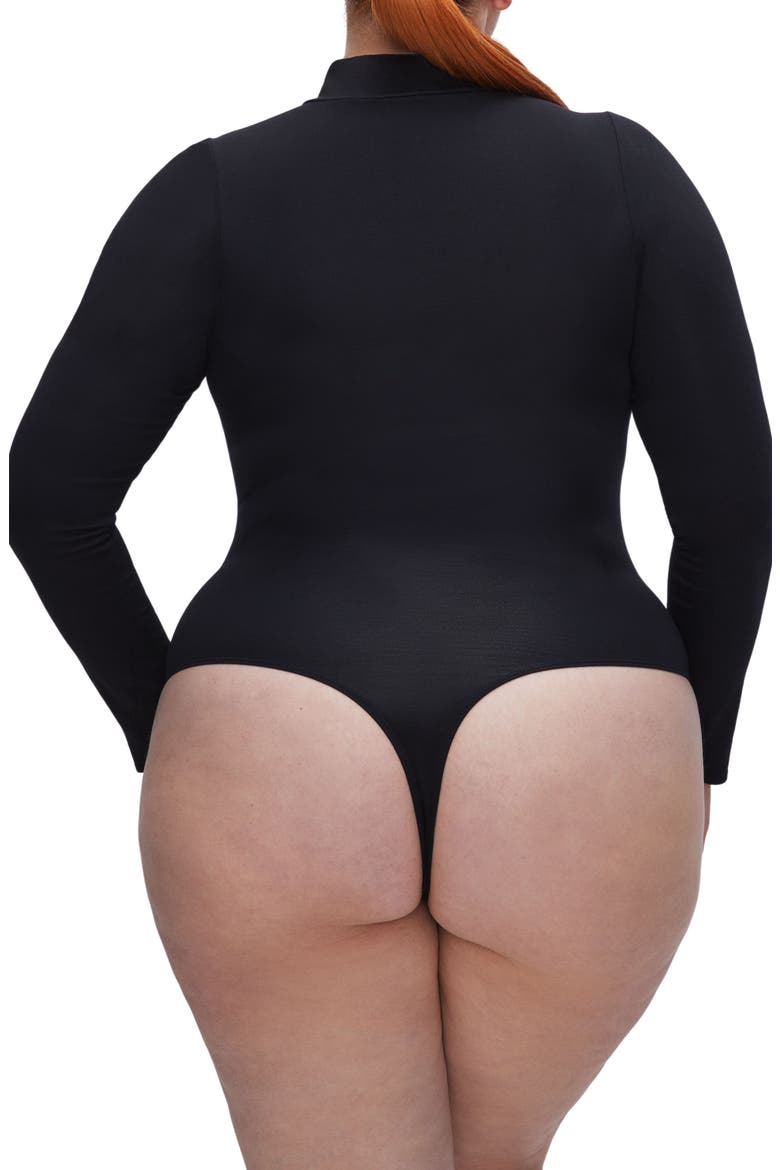 Ruched Turtleneck Bodysuit, Alternate, color, BLACK