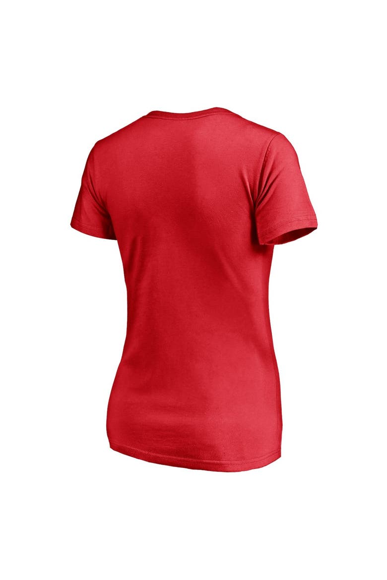 Women's Fanatics Branded Red Calgary Flames Plus Size Mascot In Bounds V-Neck T-Shirt, Alternate, color, Red
