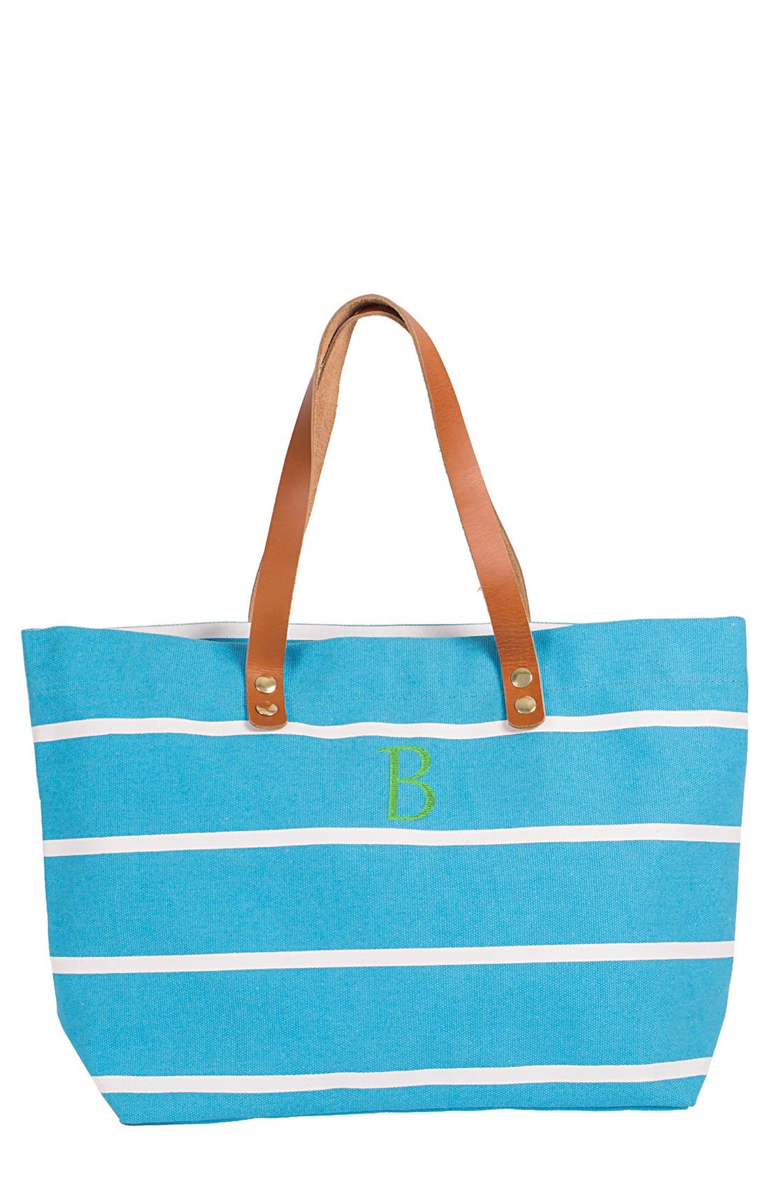 Monogram Stripe Tote, Main, color, BLUE-B