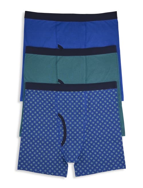 Harbor Bay By Dxl Big & Tall 3-pk Stretch 4 Inch Boxer Briefs In Blue