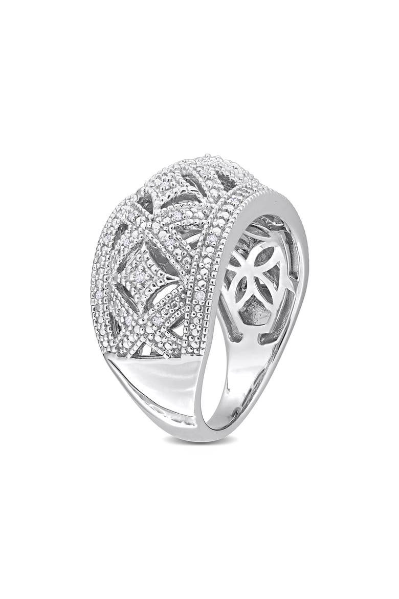 Sterling Silver Braided Diamond Band Ring -0.016 ctw, Alternate, color, SILVER/ DIAMOND