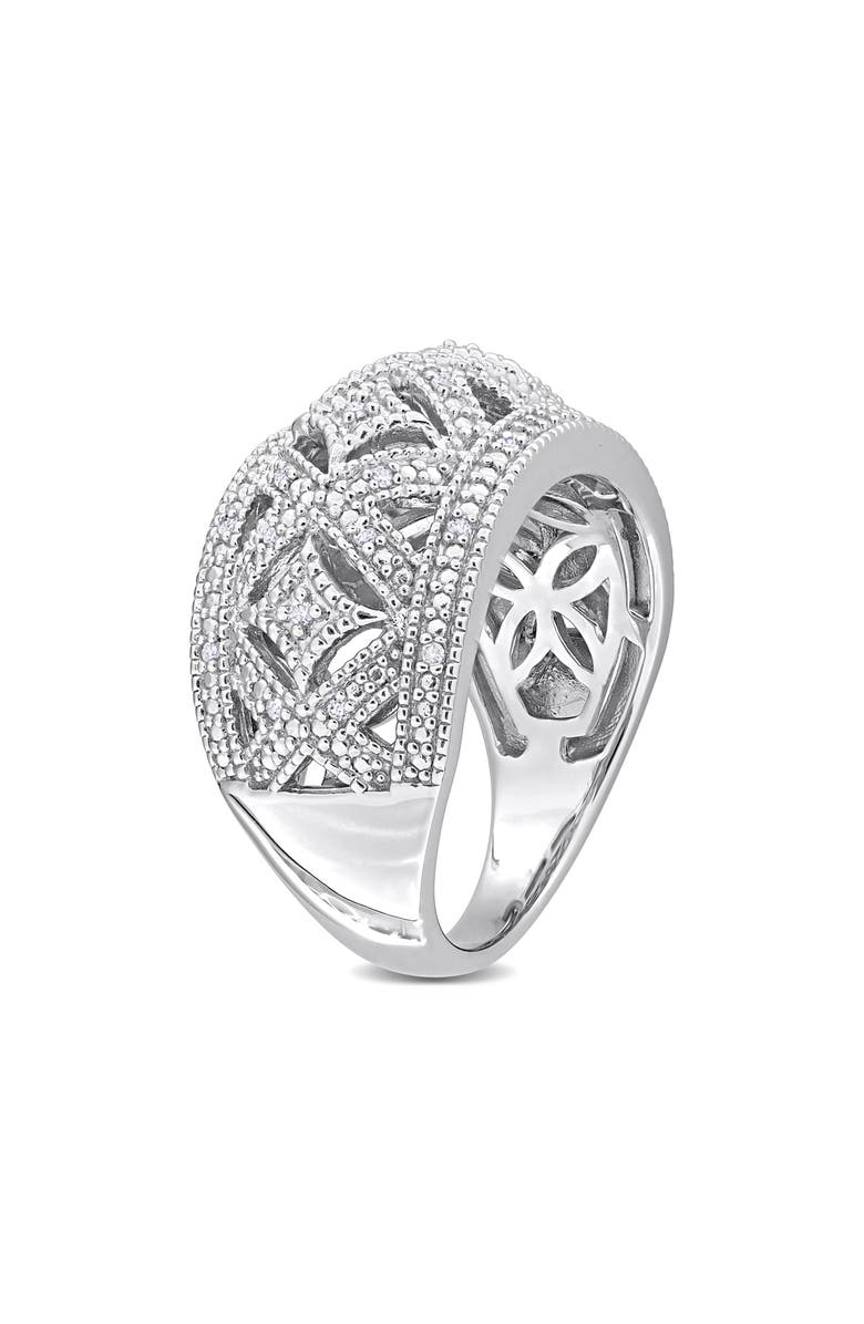DELMAR Sterling Silver Braided Diamond Band Ring -0.016 ctw, Alternate, color, Silver/ Diamond
