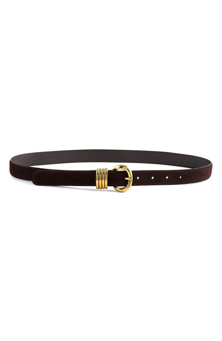 Madewell Metal Keeper Suede Belt, Main, color, Coffee Bean