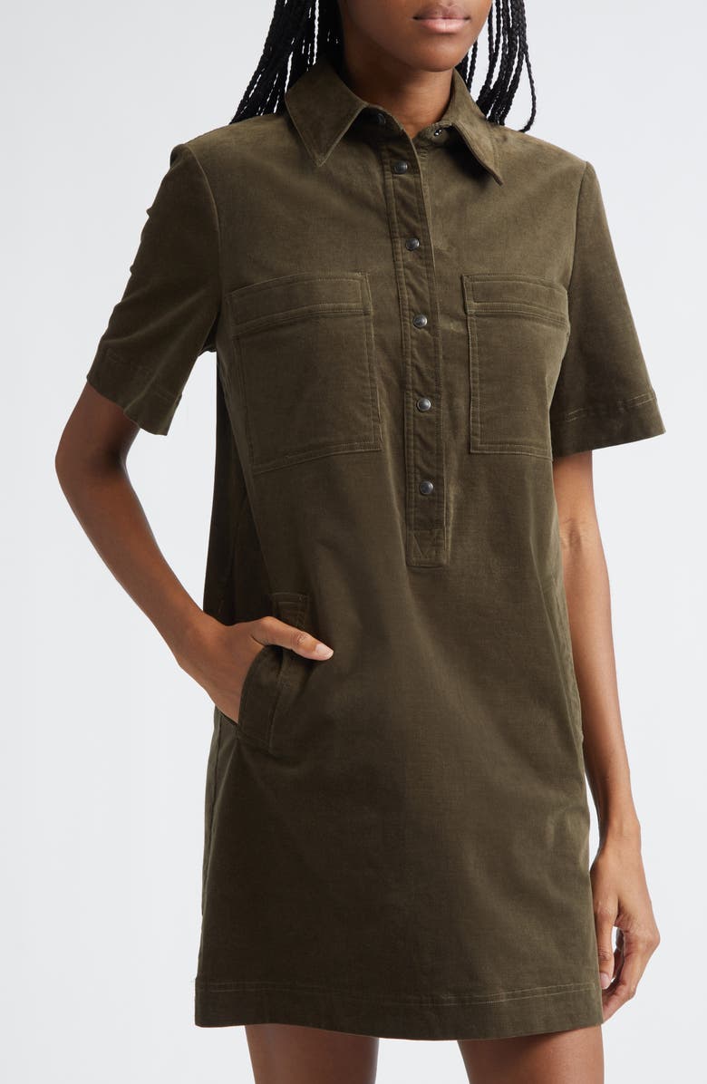 Veronica Beard Koulis Corduroy Shirtdress, Alternate, color, Cypress