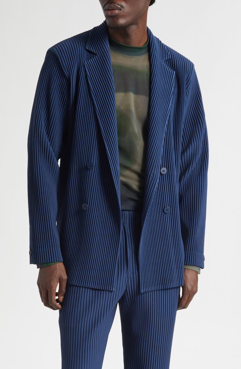 Homme Plissé Issey Miyake Tailored Pleats 1 Double Breasted Jacket, Main, color, Manarola Boat Navy
