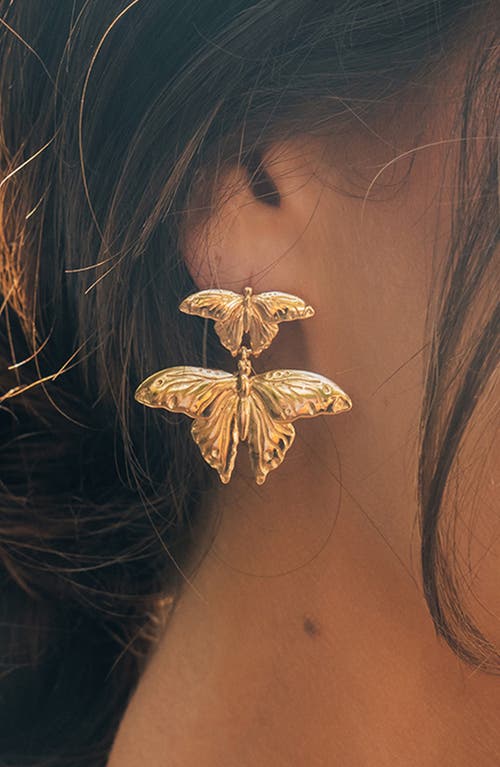 Sterling Forever Gold-tone Or Silver-tone Butterfly Rowena Drop Studs