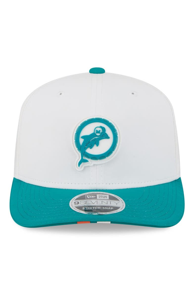 New Era Men's New Era  White/Aqua Miami Dolphins 2025 NFL Training Camp Throwback Logo 9SEVENTY Adjustable Hat, Alternate, color, 
