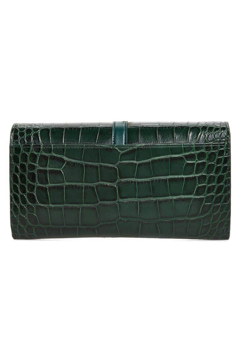 Ryder Croc Embossed Faux Leather Wallet, Alternate, color, FOREST GREEN