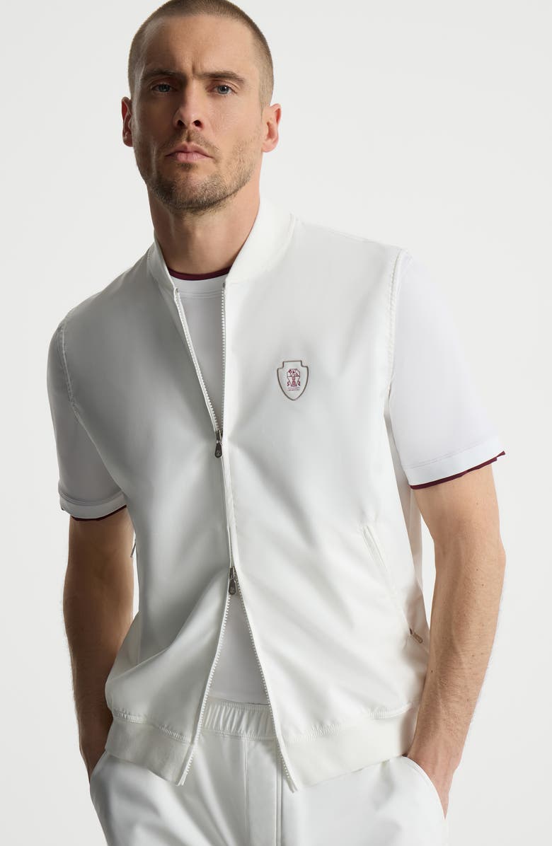 Brunello Cucinelli Nylon vest with logo, Alternate, color, White