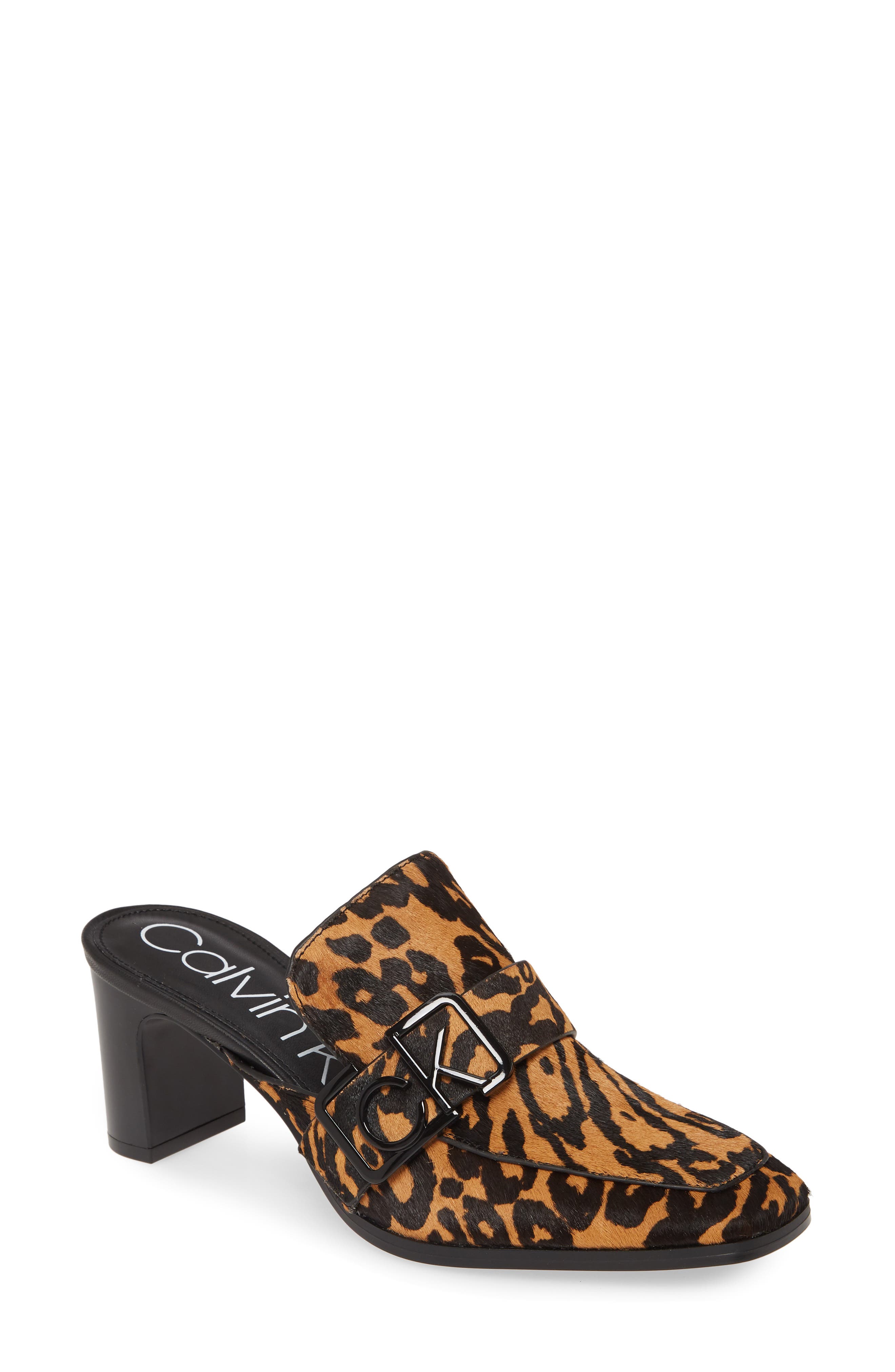 Dacy Logo Buckle Loafer Mule, Main, color, ANIMAL PRINT CALF HAIR