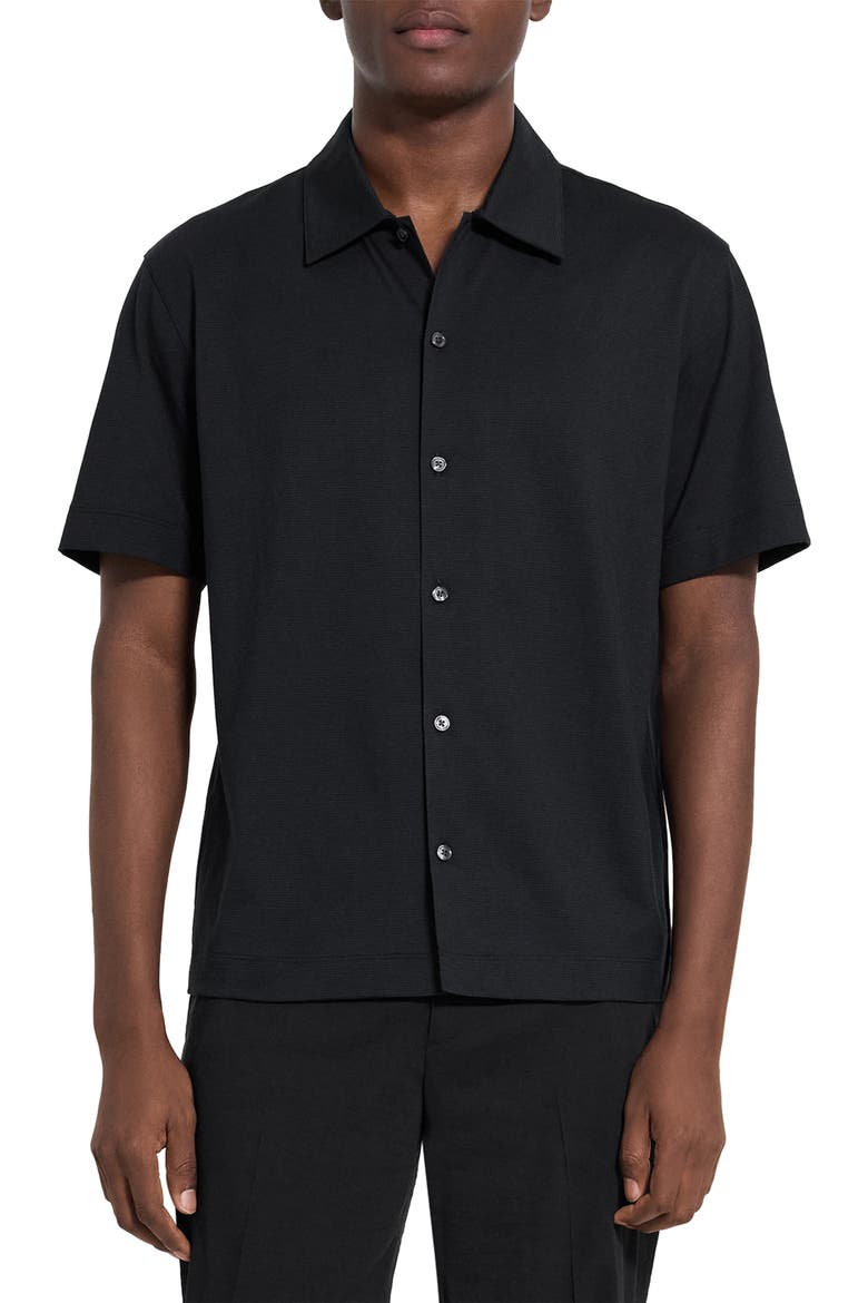 Relaxed Short Sleeve Button-Up Shirt, Main, color, BLACK - 001