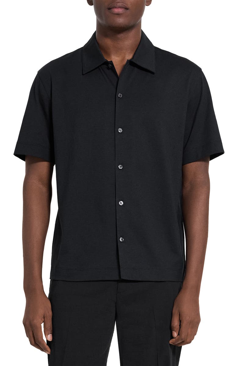 Theory Relaxed Short Sleeve Button-Up Shirt, Main, color, Black - 001