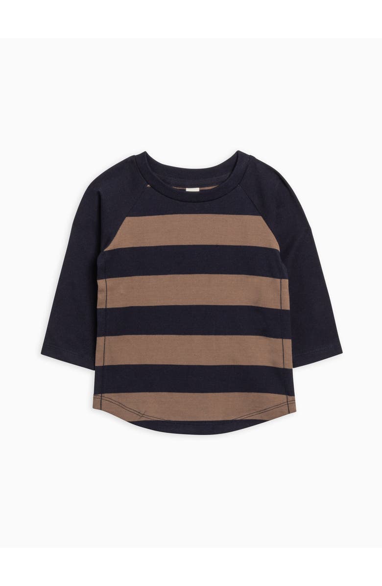 Colored Organics Organic Cotton Louie Baseball Tee, Main, color, Rugby Stripe / Navy + Taupe