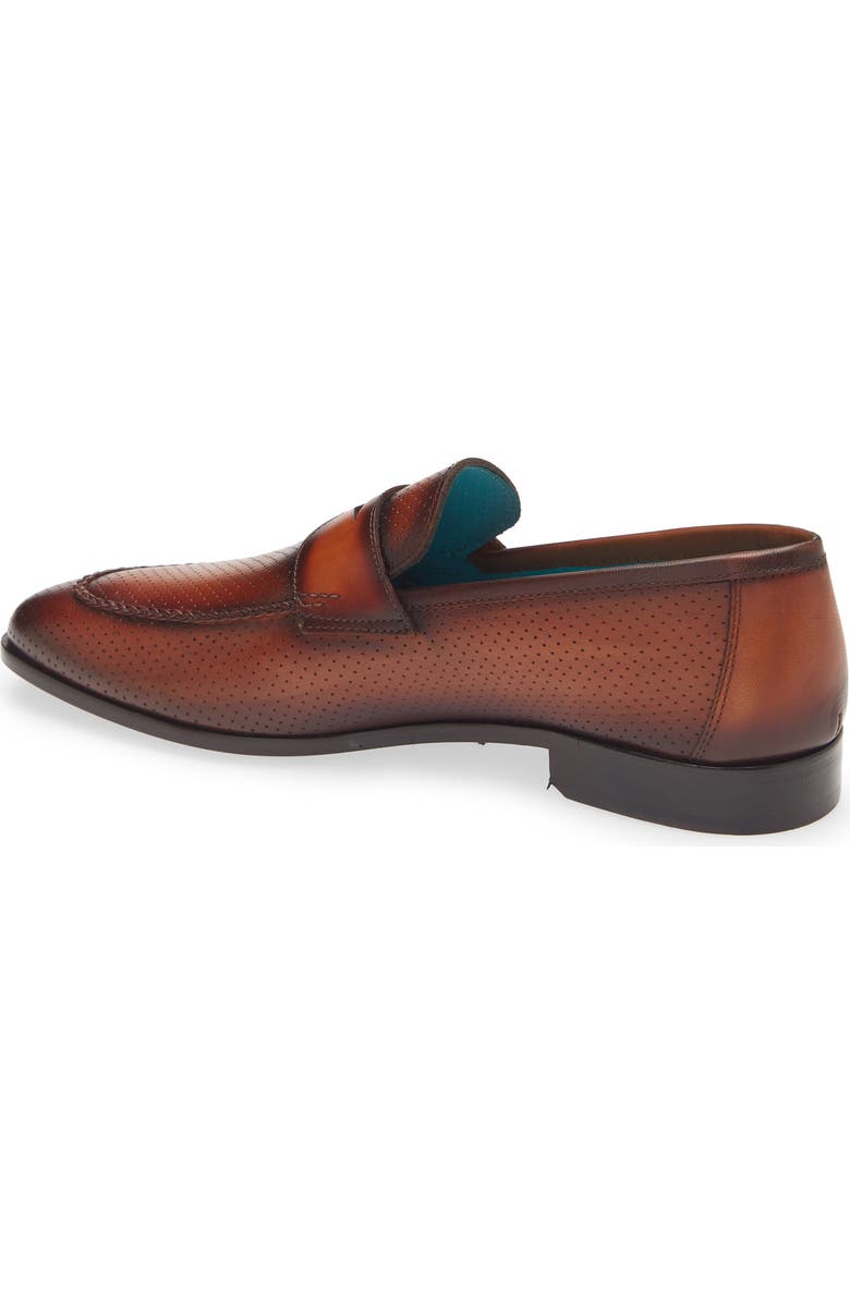 Mezlan Cueva Perforated Penny Loafer, Alternate, color, Cognac Rust