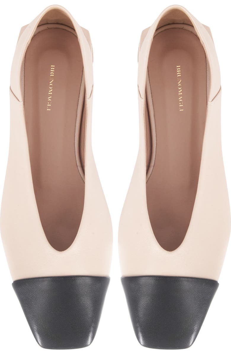 Bruno Magli Patria Square Toe Flat, Alternate, color, Sand/ Black