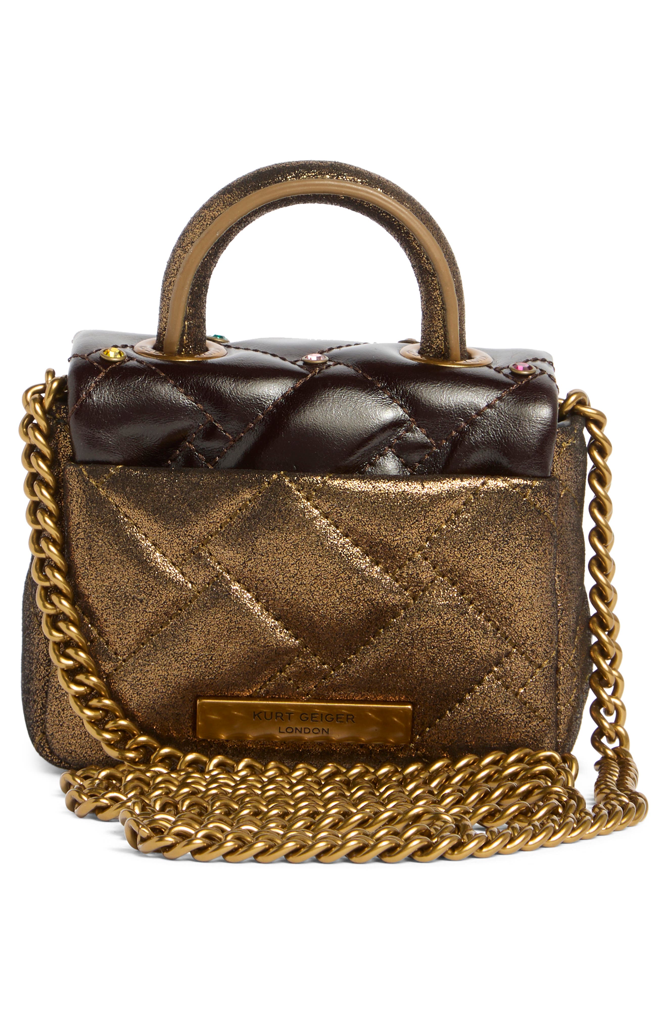 Kurt Geiger London Handle Micro Kensington Fringe Bag, Alternate, color, Brown