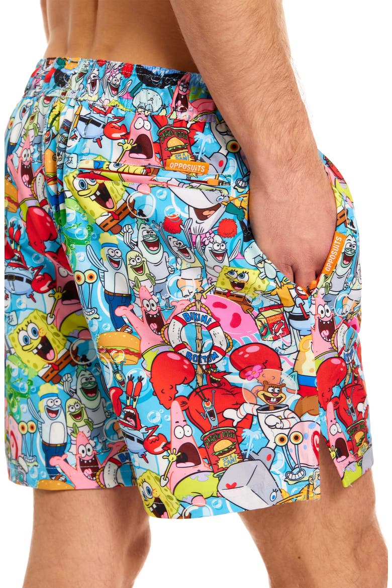 SpongeBob Frenzy Stretch Swim Trunks, Alternate, color, MISCELLANEOUS