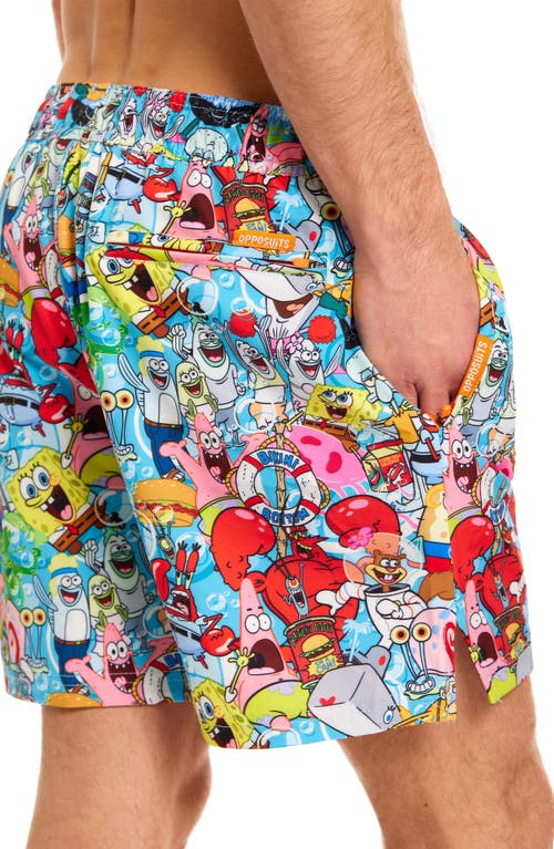 Opposuits Spongebob Frenzy Stretch Swim Trunks In Multi