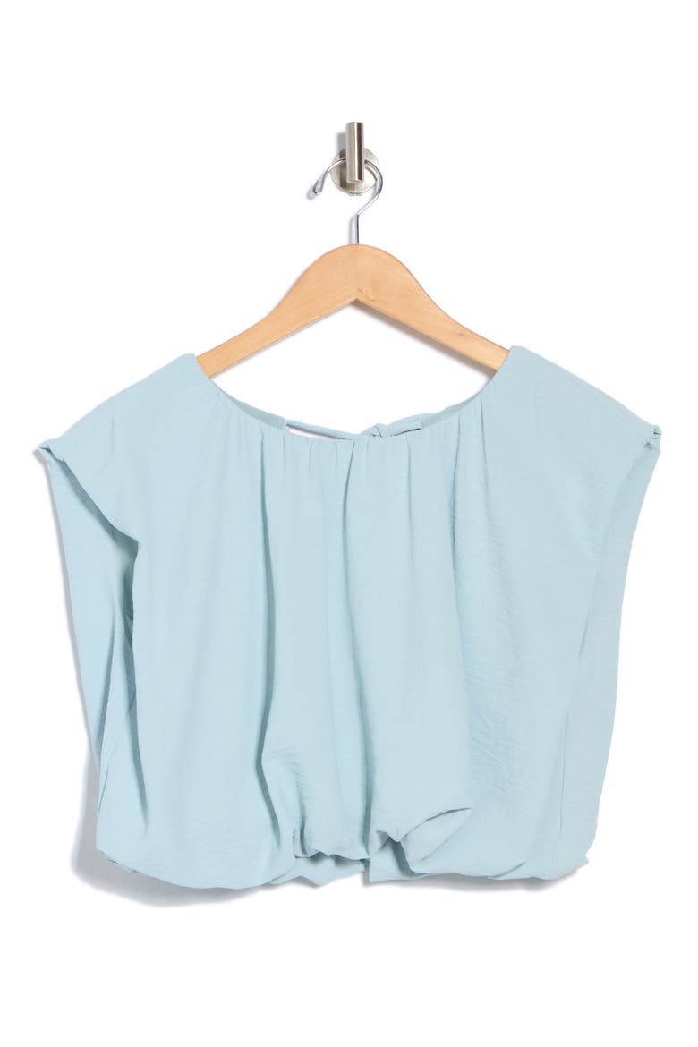 Sleeveless Blouson Crop Top, Alternate, color, LIGHT BLUE