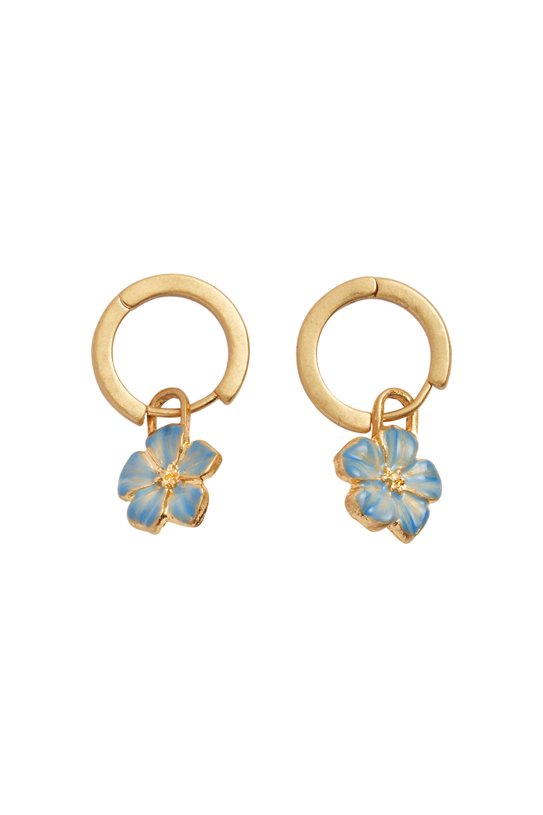Flower Huggie Earrings, Main, color, Blue & Gold