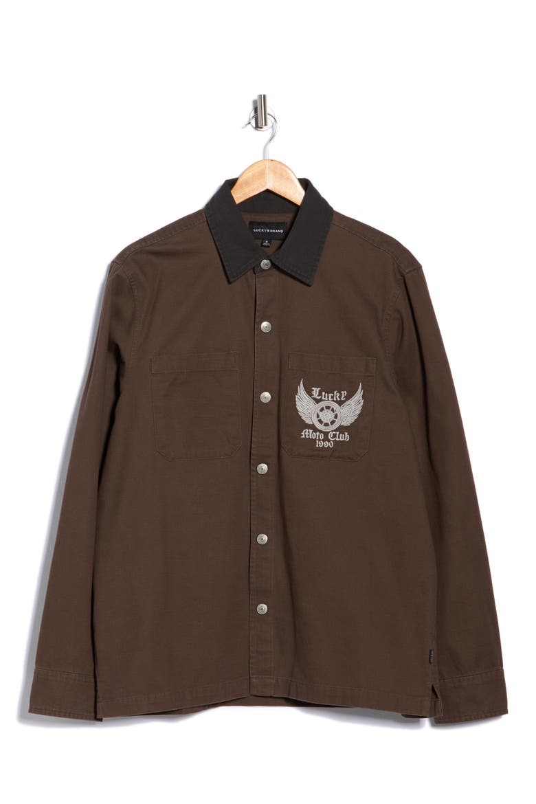 Logo Utility Shirt Jacket, Alternate, color, TURKISH COFFEE BROWN