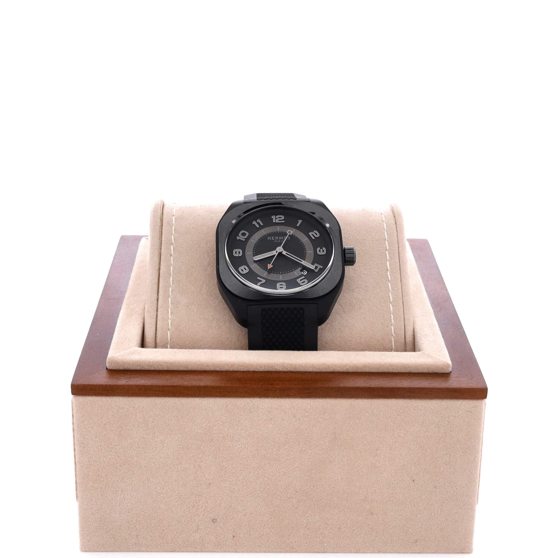 Pre-Owned Hermes H08 Automatic Watch Titanium and Rubber 39, Alternate, color, Black