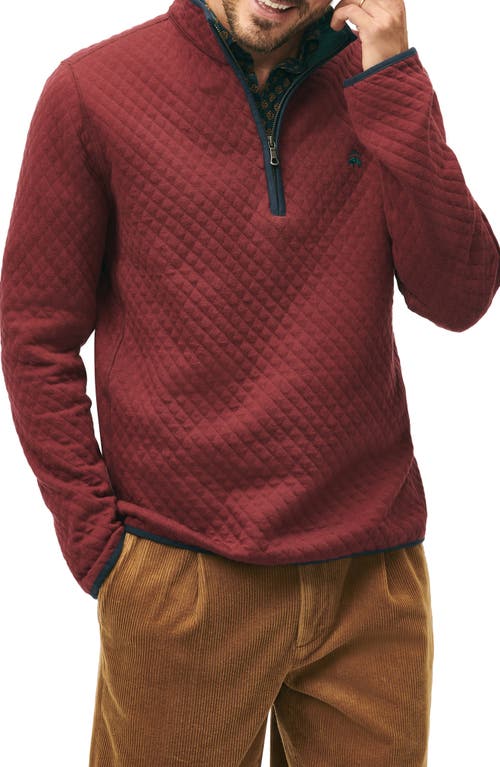 Brooks Brothers Knit Diamond Quilted Half Zip in Burgundy/Green 