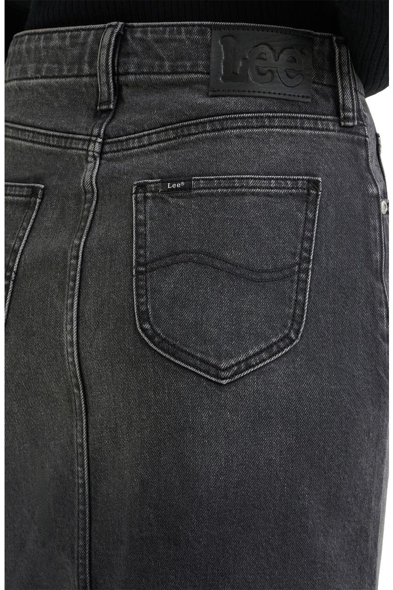 Zip Front Denim Skirt, Alternate, color, CHARRED BLACK