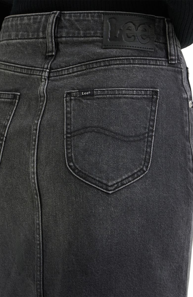 Lee Zip Front Denim Skirt, Alternate, color, Charred Black