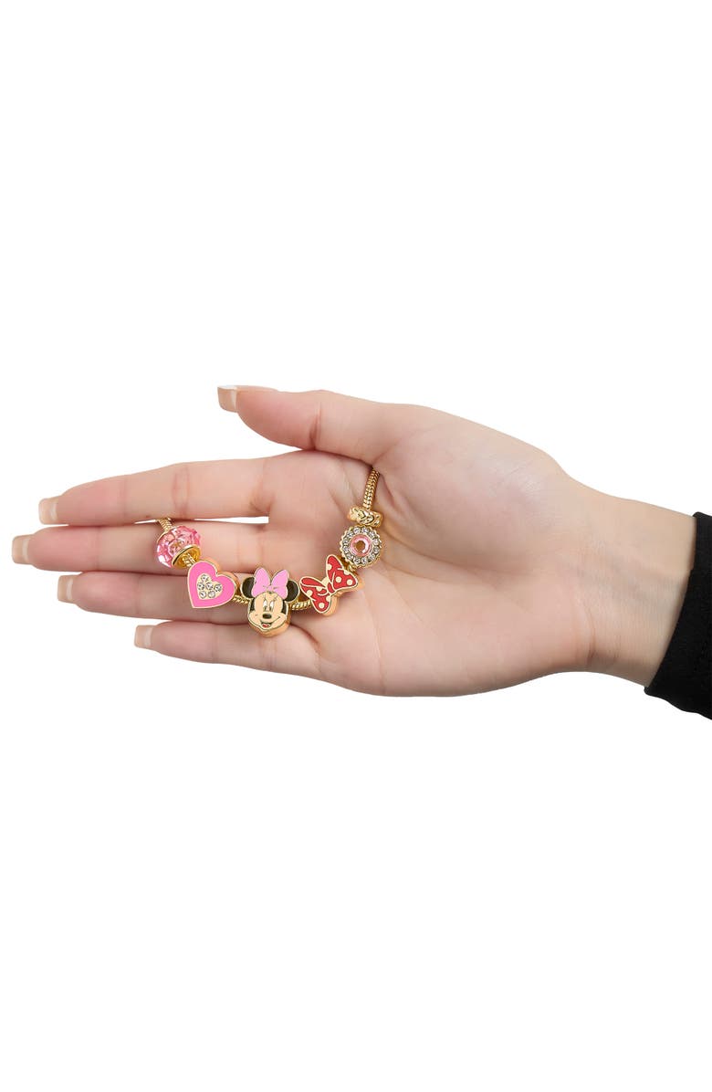Disney Minnie Mouse Charm Bracelet with Heart Accents, Alternate, color, Gold