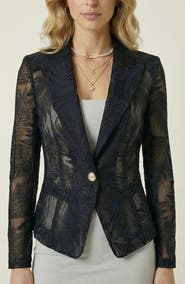 Modenaire Sheer Lace Sleeved Tailored Blazer