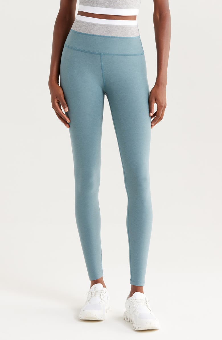 Beyond Yoga Space Dye Horizon Colorblock Ankle Leggings, Main, color, Storm Tri-Color Heather
