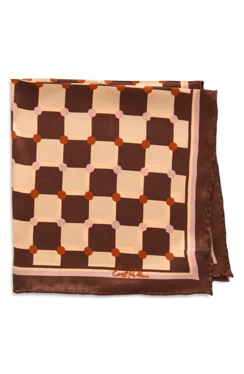 Lost Pattern Checkerboard Silk Pocket Square in Coffee  product