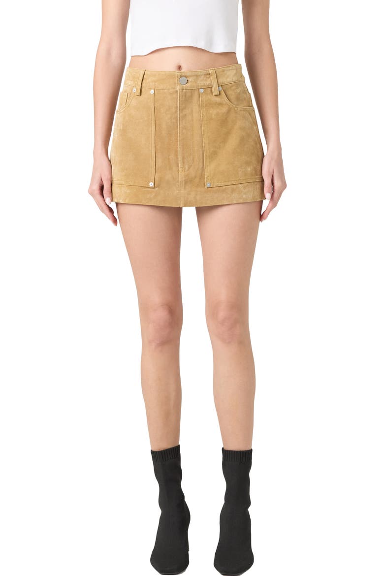 Suede Micromini Skirt, Main, color, CINNAMON CRUNCH