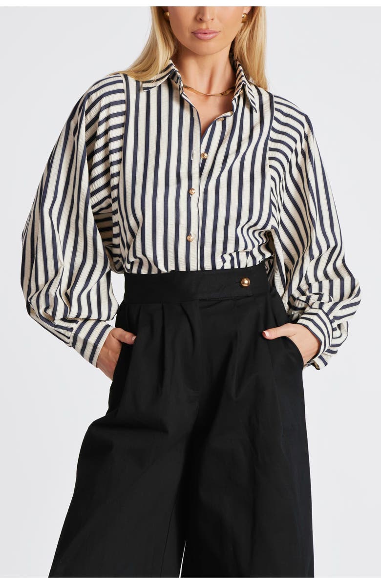Bishop + Young Aly Dolman Sleeve Striped Top, Main, color, Navy Stripe