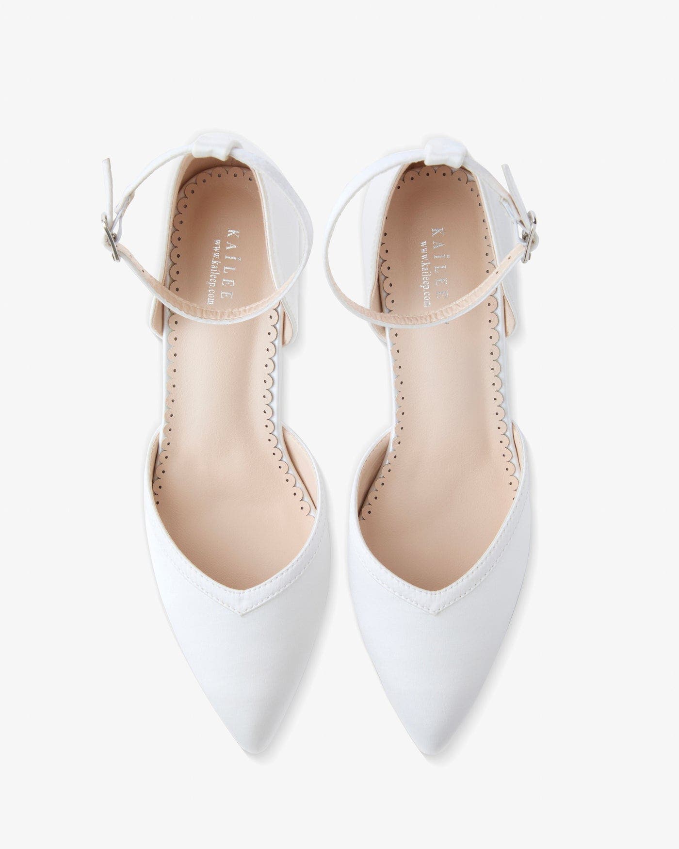 Kailee P Sally Satin Block Heels Wedding Shoes, Alternate, color, White