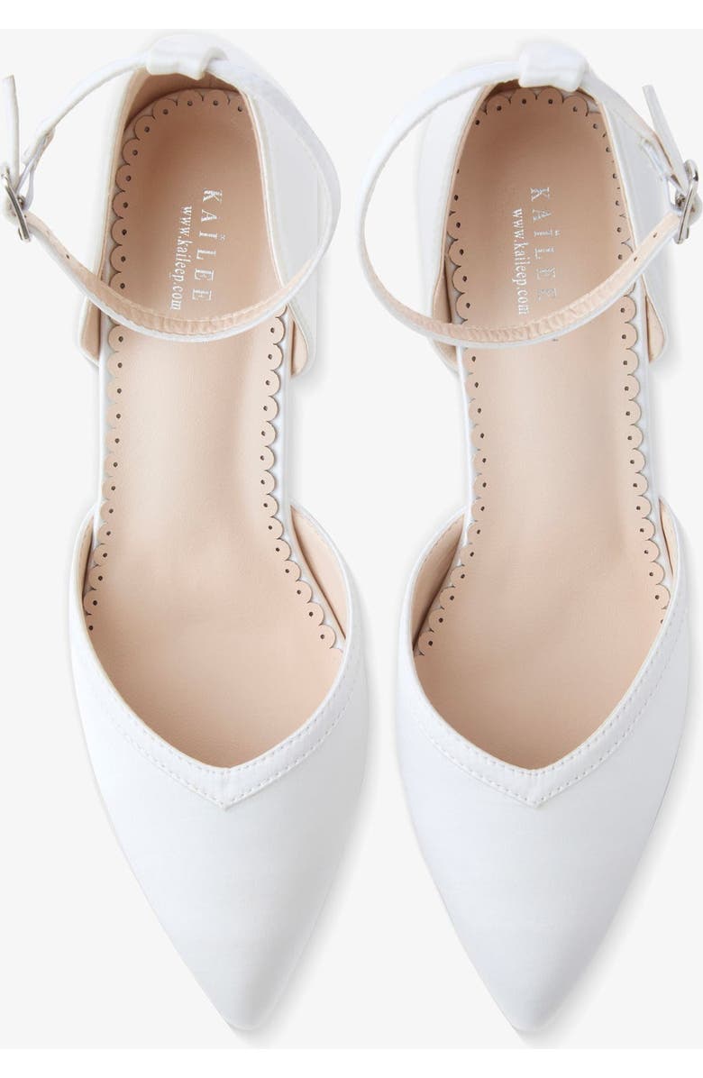 Kailee P Sally Satin Block Heels Wedding Shoes, Alternate, color, White