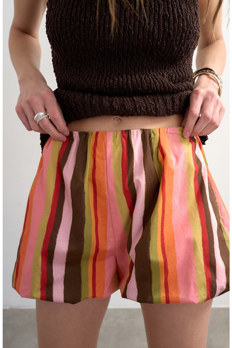 Stripe Bubble Hem Shorts, Alternate, color, PINK