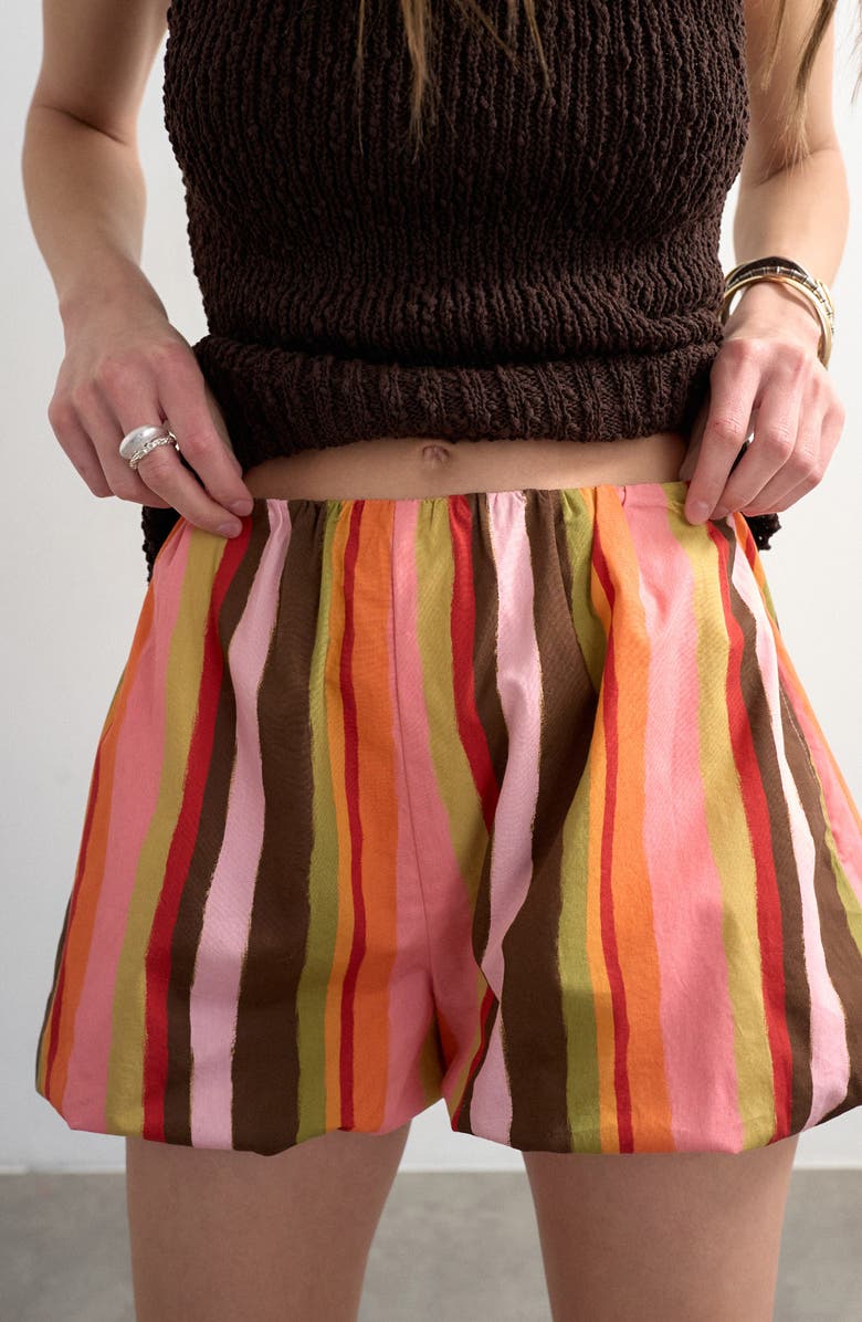 Topshop Stripe Bubble Hem Shorts, Alternate, color,