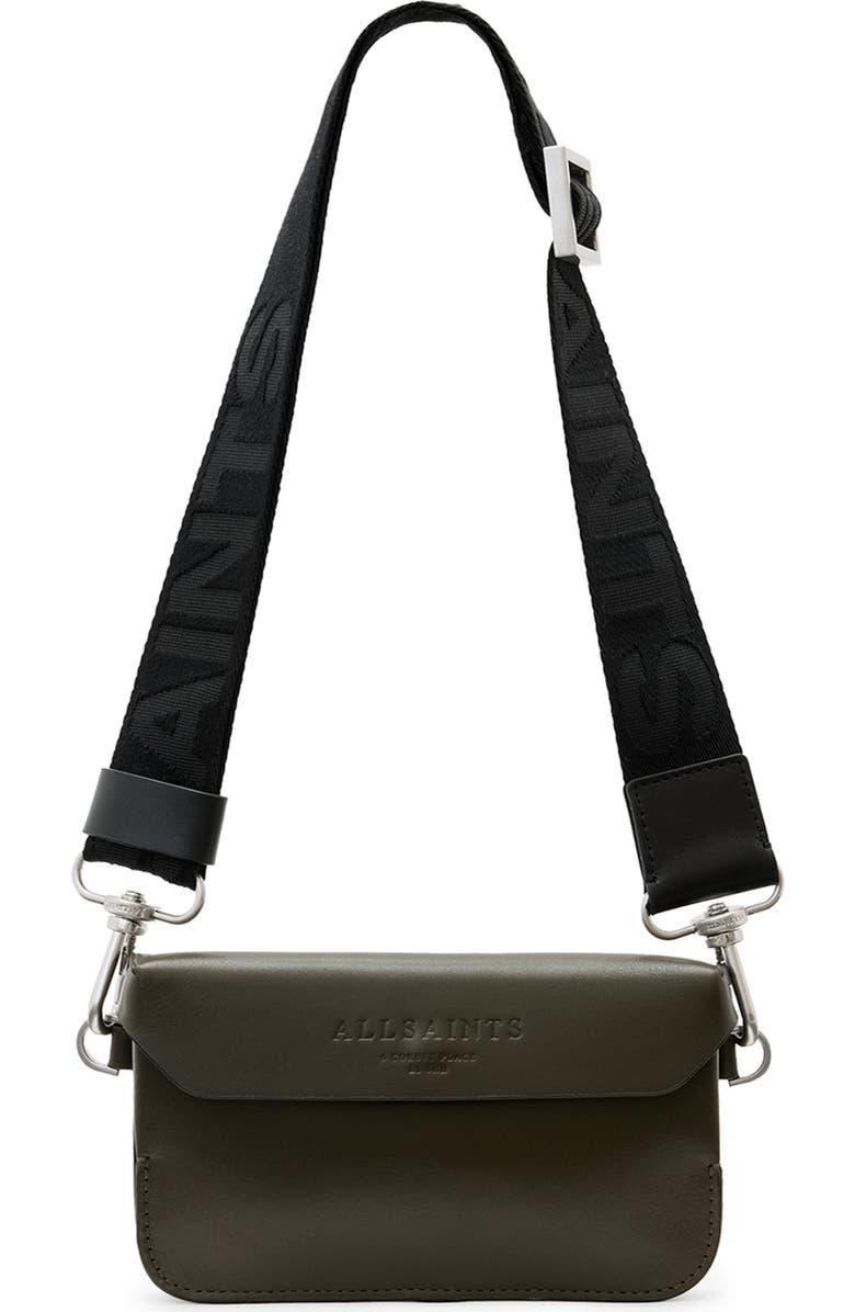 AllSaints Zoe Leather Crossbody Bag, Main, color, Military Green